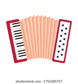 classical accordion, harmonic musical instrument on white background vector illustration design