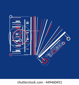 Classical accordion. Musical instruments series. Graphic stylization