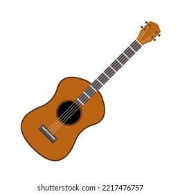 Classical acoustic guitar. Isolated silhouette of classical guitar. Collection of musical string instruments.