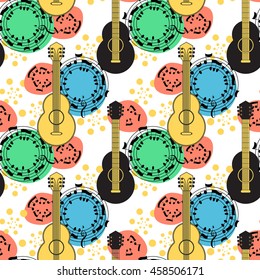 Classical acoustic guitar seamless pattern