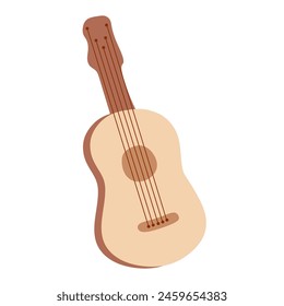 Classical acoustic guitar or Ukulele. Isolated silhouette classic Musical string instrument Graphic Art. Vector illustration flat style For business, Logo, Card, Poster. Music concept Design Object