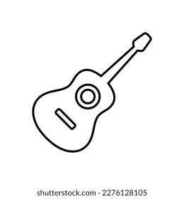 Classical acoustic guitar vector illustration. Silhouette classic guitar on white background. Musical string instrument. Minimal flat icon. For any platform or purpose. Action promotion, advertising