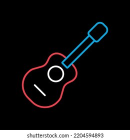 Classical acoustic guitar vector isolated on black background icon. Graph symbol for musical web site and apps design, logo, app, UI
