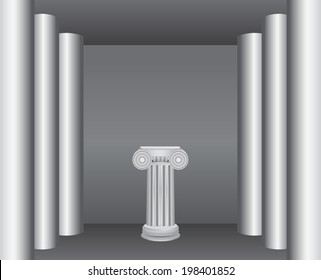 Classical ancient columns in the interior - a pedestal. Vector illustration.