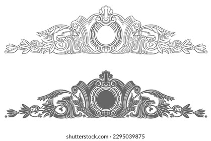 Classical architectural element of the pediment sandrik. Vector graphics