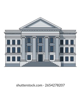 Classical architecture building with grand entrance and tall columns representing government institution
