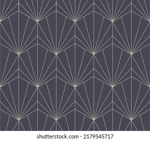 Classical Art Deco Outline Seamless Pattern Vector Fancy Abstract Background. Intricacy Sophisticated Geometry Hexagonal Structure Continuous Pale Grey Wallpaper. Line Art Graphic Vintage Illustration