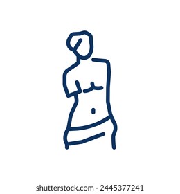 Classical Art Museums Icon. Simple Line Illustration of a Sculpture, Representing Fine Arts, Cultural Heritage, and Museum Galleries.