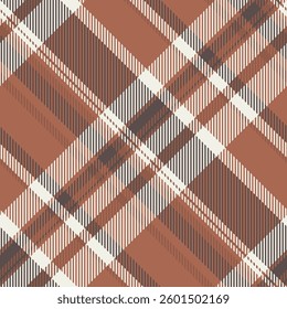 Classical background texture vector, classic seamless plaid tartan. Fashion check textile fabric pattern in orange and white colors palette.