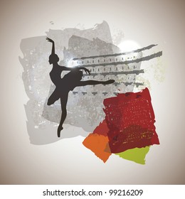 classical ballerina on magic background. eps10 vector illustration