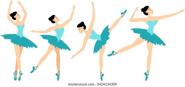 Classical ballet. Set of ballerinas in ballet poses.