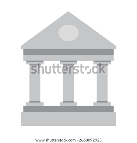 Classical bank building icon, symbol of financial institution. Vector illustration isolated on white background, flat design