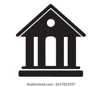 Classical Bank Building Icon,  Vector Fully Editable illustrator EPS File.