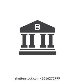 A classical bank building with pillars vector icon. filled flat sign for mobile concept and web design. Bank glyph icon. Symbol, logo illustration. Vector graphics