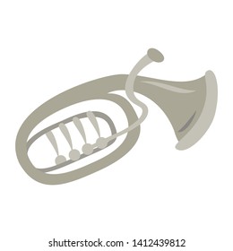 Classical baritone horn on the white background. Vector illustration.