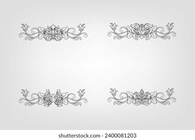 Classical Baroque Filigree Decoration Ornament Vintage Floral Border Style Antique Art Retro