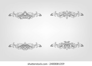Classical Baroque Filigree Decoration Ornament Vintage Floral Border Style Antique Art Retro