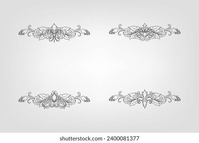 Classical Baroque Filigree Decoration Ornament Vintage Floral Border Style Antique Art Retro
