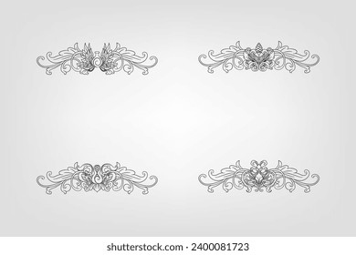 Classical Baroque Filigree Decoration Ornament Vintage Floral Border Style Antique Art Retro