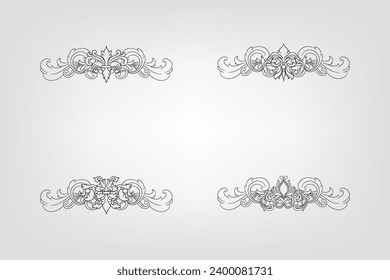 Classical Baroque Filigree Decoration Ornament Vintage Floral Border Style Antique Art Retro