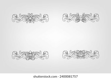 Classical Baroque Filigree Decoration Ornament Vintage Floral Border Style Antique Art Retro