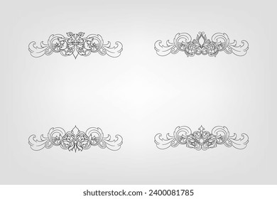 Classical Baroque Filigree Decoration Ornament Vintage Floral Border Style Antique Art Retro