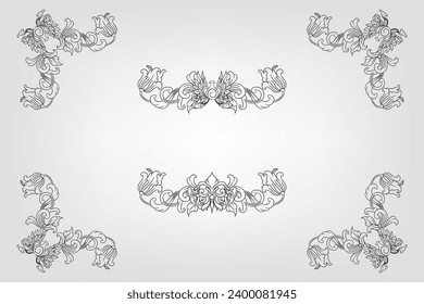 Classical Baroque Filigree Decoration Ornament Vintage Floral Border Style Antique Art Retro