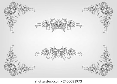 Classical Baroque Filigree Decoration Ornament Vintage Floral Border Style Antique Art Retro