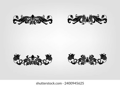 Classical Baroque Filigree Decoration Ornament Vintage Floral Border Style Antique Art Retro