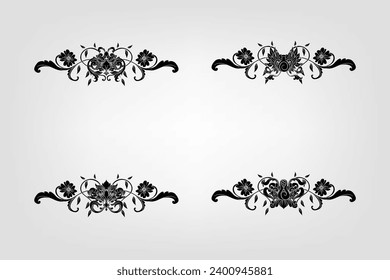 Classical Baroque Filigree Decoration Ornament Vintage Floral Border Style Antique Art Retro