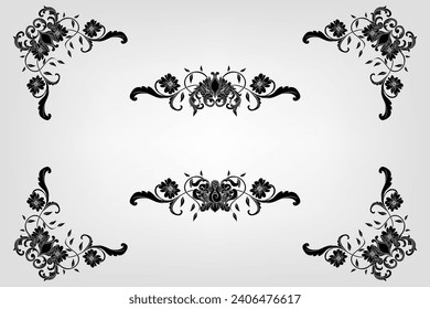 Classical Baroque Filigree Decoration Ornament Vintage Floral Border Style Antique Art Retro