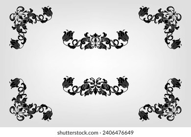 Classical Baroque Filigree Decoration Ornament Vintage Floral Border Style Antique Art Retro