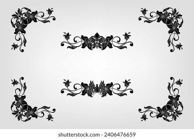 Classical Baroque Filigree Decoration Ornament Vintage Floral Border Style Antique Art Retro