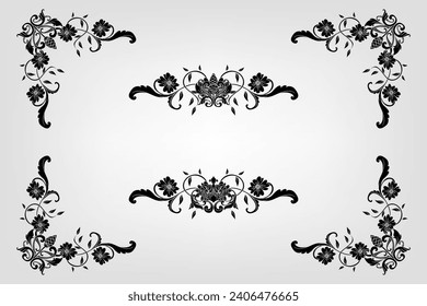 Classical Baroque Filigree Decoration Ornament Vintage Floral Border Style Antique Art Retro