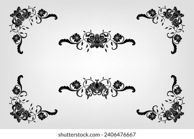 Classical Baroque Filigree Decoration Ornament Vintage Floral Border Style Antique Art Retro