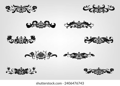 Classical Baroque Filigree Decoration Ornament Vintage Floral Border Style Antique Art Retro