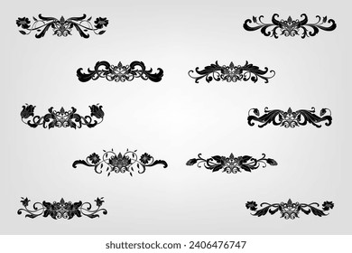 Classical Baroque Filigree Decoration Ornament Vintage Floral Border Style Antique Art Retro
