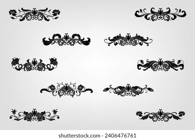 Classical Baroque Filigree Decoration Ornament Vintage Floral Border Style Antique Art Retro