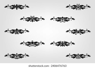 Classical Baroque Filigree Decoration Ornament Vintage Floral Border Style Antique Art Retro