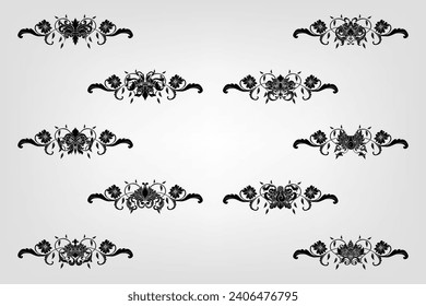 Classical Baroque Filigree Decoration Ornament Vintage Floral Border Style Antique Art Retro