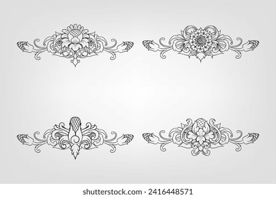 Classical Baroque Filigree Decoration Ornament Vintage Floral Border Style Antique Art Retro