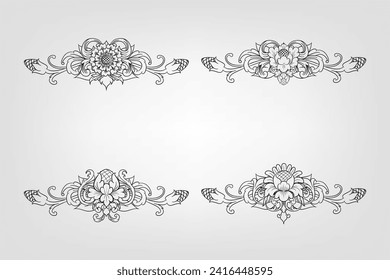 Classical Baroque Filigree Decoration Ornament Vintage Floral Border Style Antique Art Retro