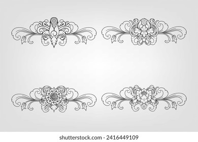 Classical Baroque Filigree Decoration Ornament Vintage Floral Border Style Antique Art Retro

Decorative corners and dividers. Ornamental curls border, royal ornaments and vintage filigree ornament