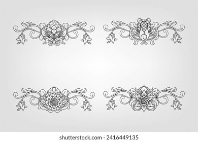 Classical Baroque Filigree Decoration Ornament Vintage Floral Border Style Antique Art Retro

Decorative corners and dividers. Ornamental curls border, royal ornaments and vintage filigree ornament