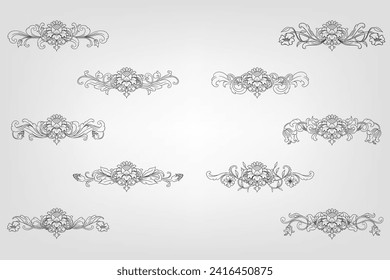 Classical Baroque Filigree Decoration Ornament Vintage Floral Border Style Antique Art Retro

Decorative corners and dividers. Ornamental curls border, royal ornaments and vintage filigree ornament