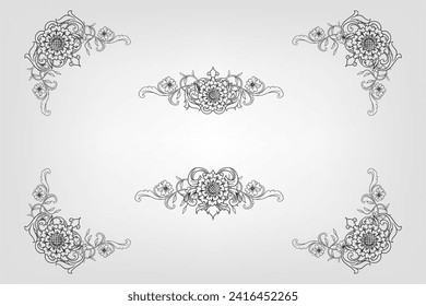 Classical Baroque Filigree Decoration Ornament Vintage Floral Border Style Antique Art Retro

Decorative corners and dividers. Ornamental curls border, royal ornaments and vintage filigree ornament