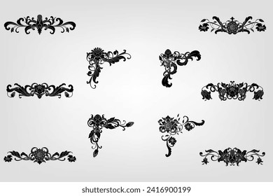 Classical Baroque Filigree Decoration Ornament Vintage Floral Border Style Antique Art Retro
