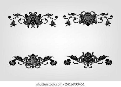 Classical Baroque Filigree Decoration Ornament Vintage Floral Border Style Antique Art Retro