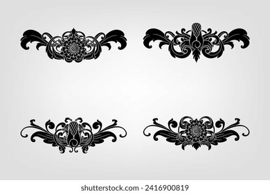 Classical Baroque Filigree Decoration Ornament Vintage Floral Border Style Antique Art Retro