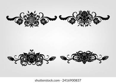 Classical Baroque Filigree Decoration Ornament Vintage Floral Border Style Antique Art Retro